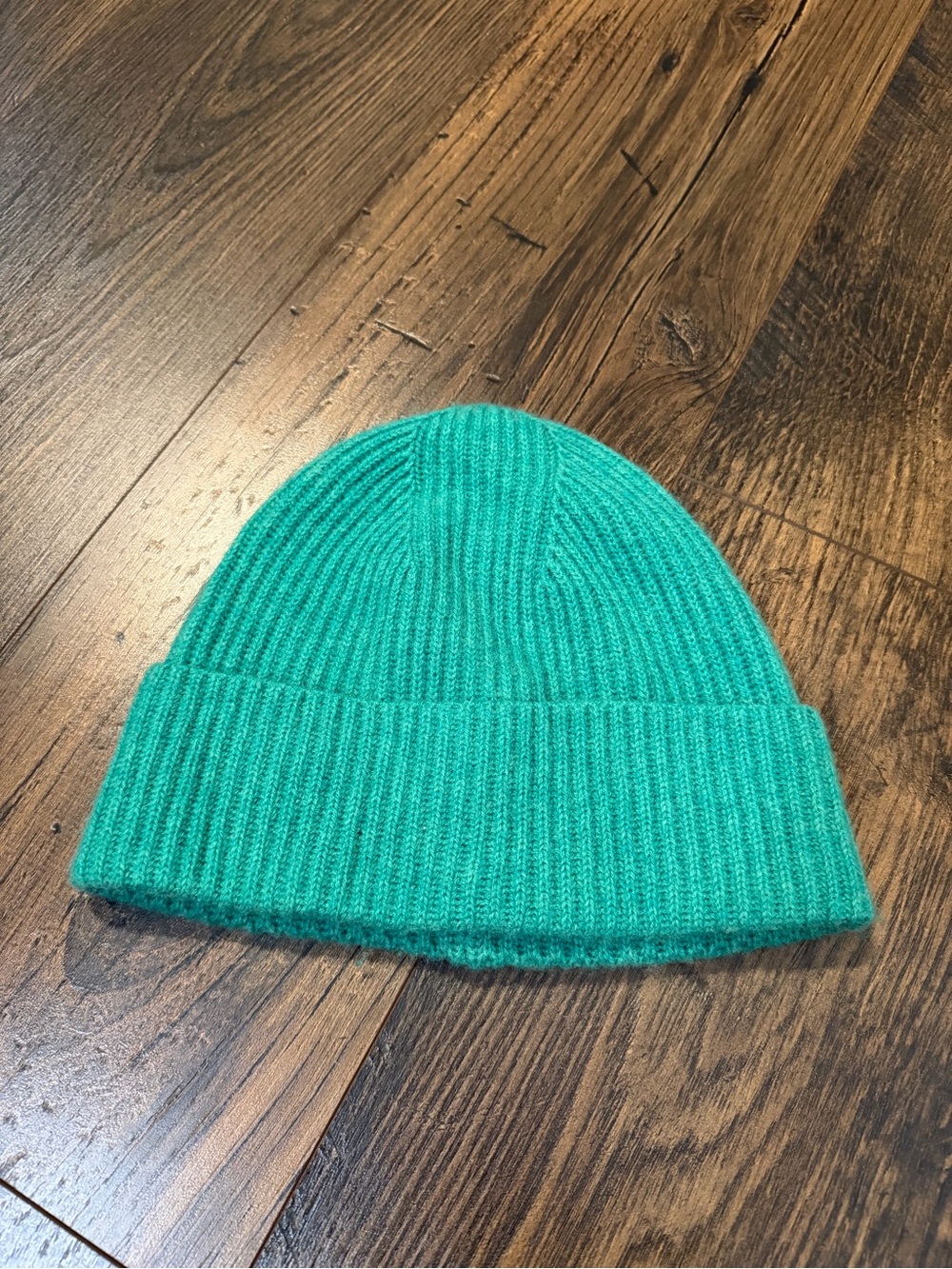 J. Crew Ribbed Cashmere Beanie Knit Hat Emerald Heather